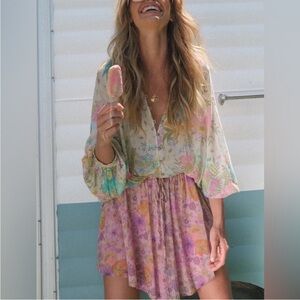 Spell Floral Mini Skirt in Pink and Purple